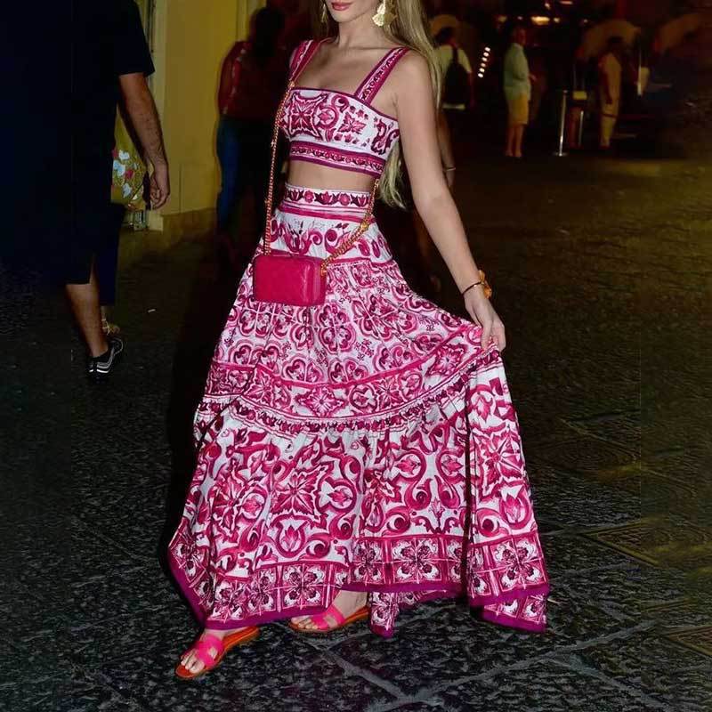 Women's Classic Spring Elegant Printed Sling Suits