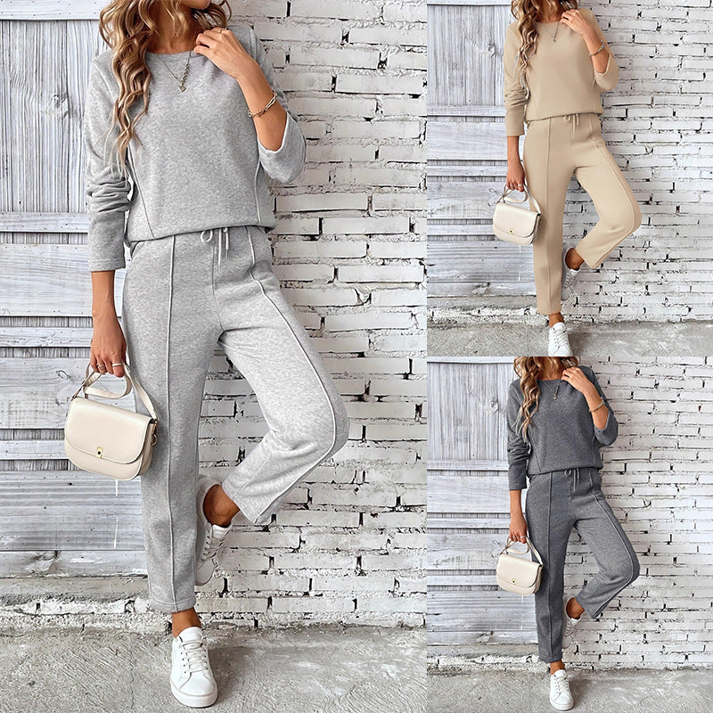 Glamorous Women's Autumn Round Neck Straight Fashion Casual Suit