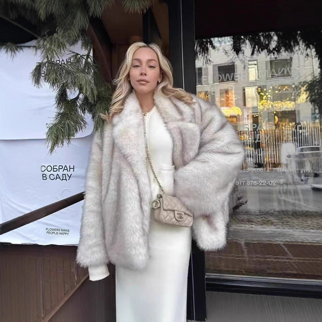 Women's Winter Mid-length Fashion High Quality Collar Imitation Coats