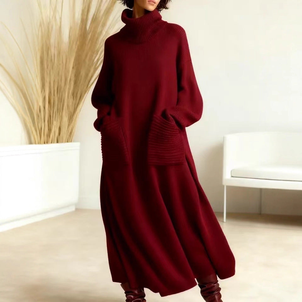 Unique Charming Graceful Turtleneck Woolen Loose Dress