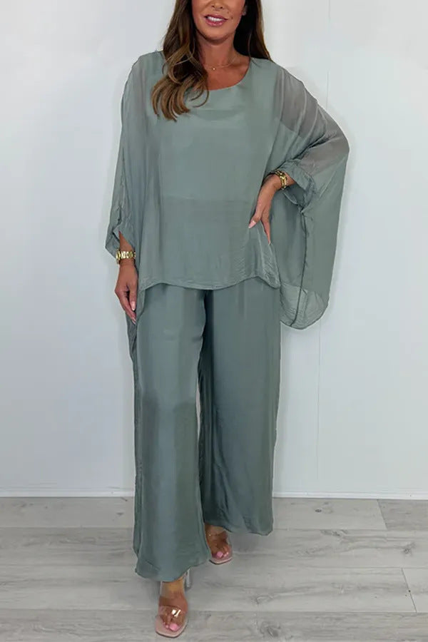 Fashion Loose Chiffon Long Sleeve Wide Suits
