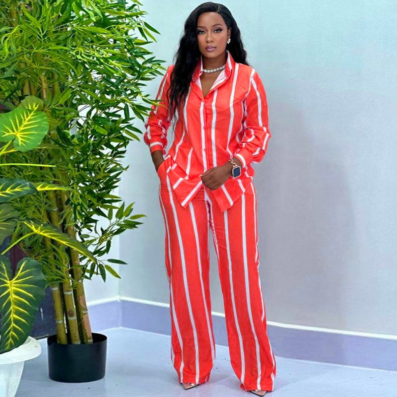 Women's Autumn Fashion Casual Set Shirt Long-sleeved Suits