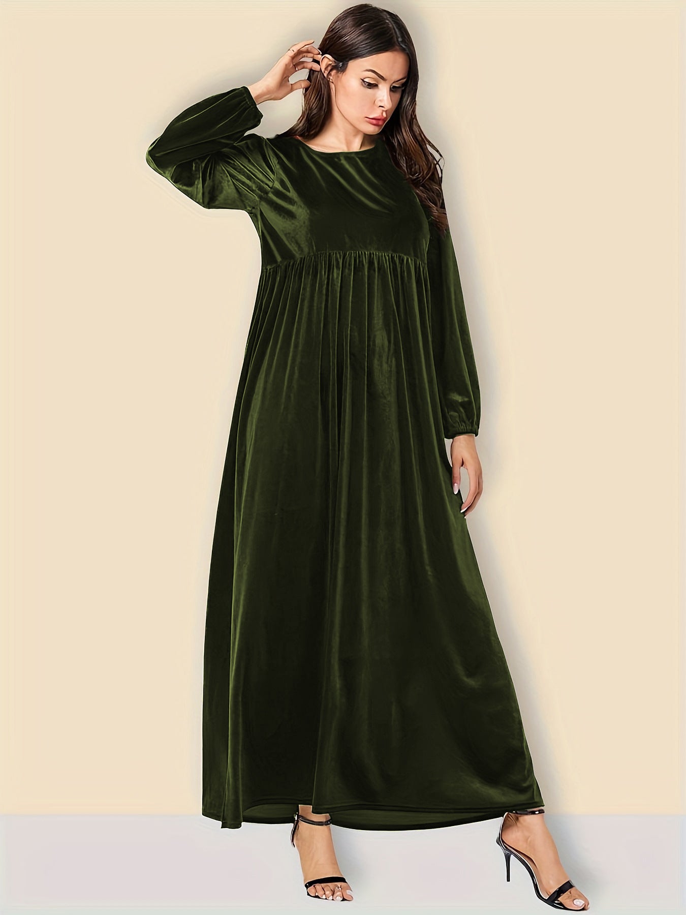 Women's Sexy Round Neck Long Sleeve Veet Dress