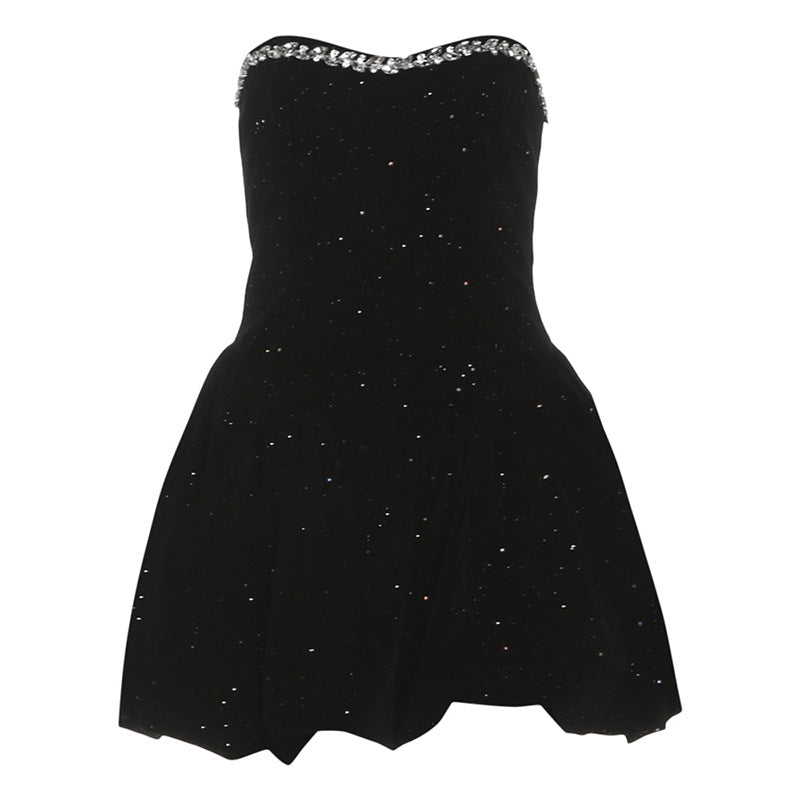 Women's Elegant Fashion Strapless Embellished Sequined Pettiskirt Dresses