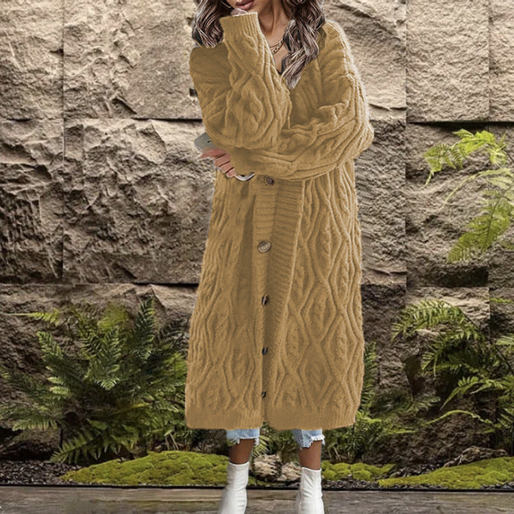 Beautiful Women's Knitted Loose Button Long Sweaters