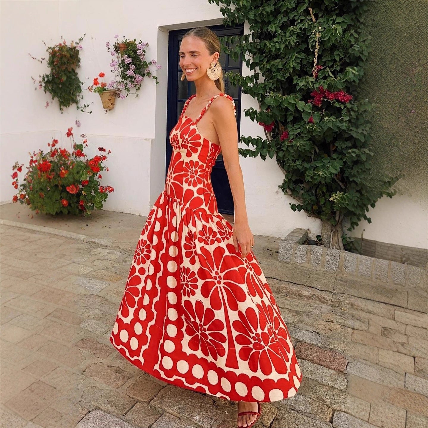 Summer Vacation Spaghetti Straps Printed Dress Dresses