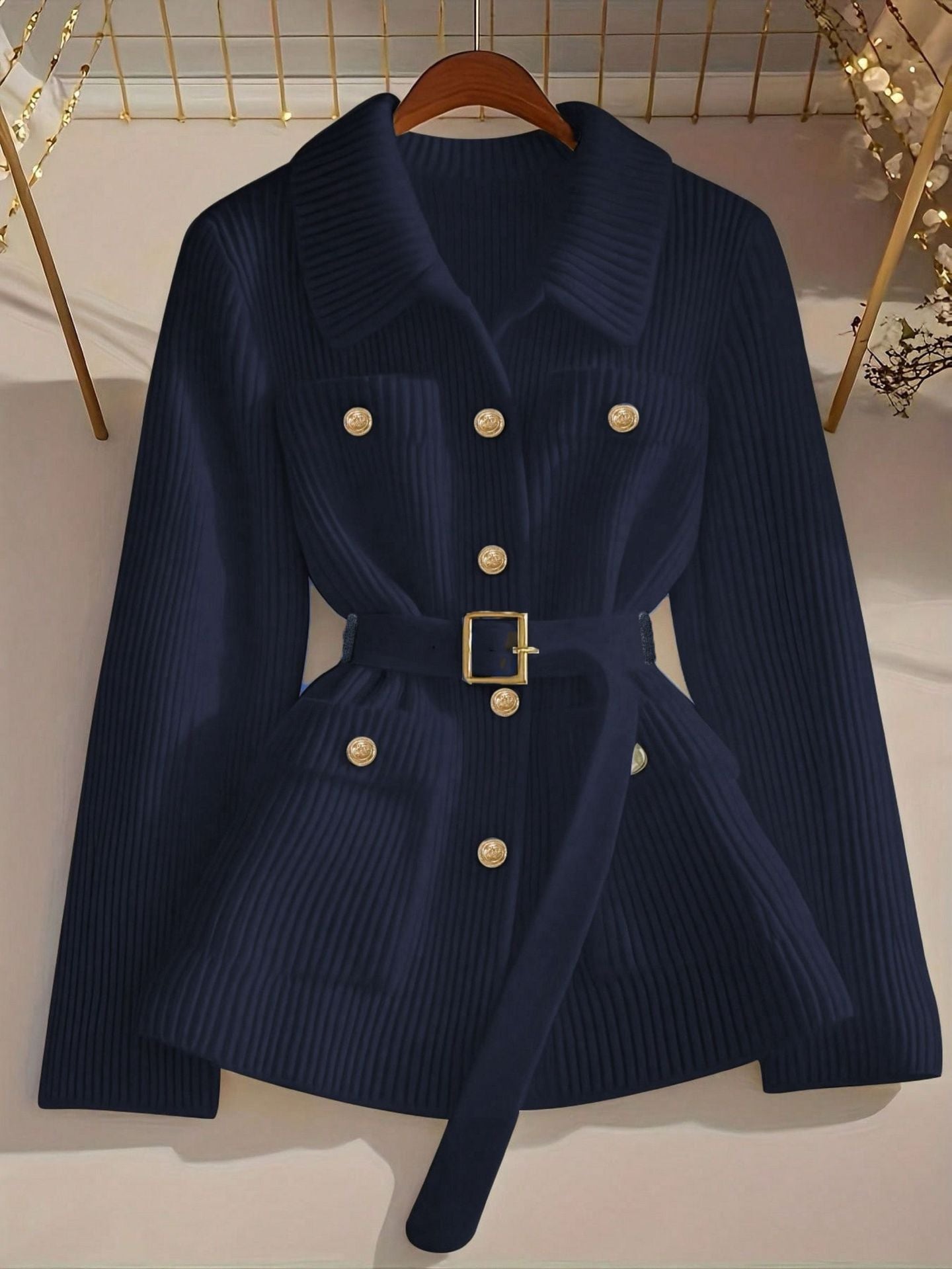 Women's Elegant Casual Solid Color With Belt Thickened Women's Sweater