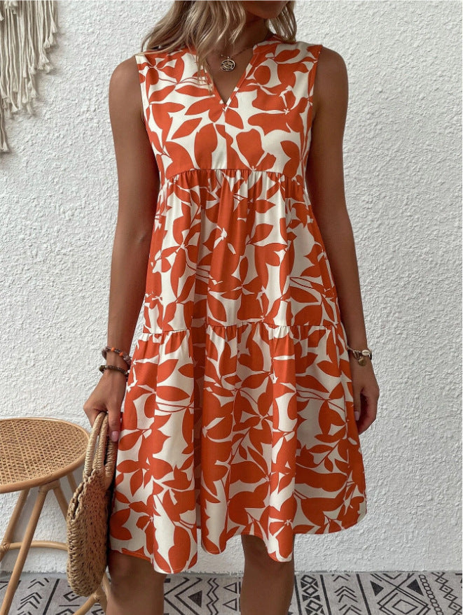 Women's Bohemian Fashion Loose Pleated Print For Dress