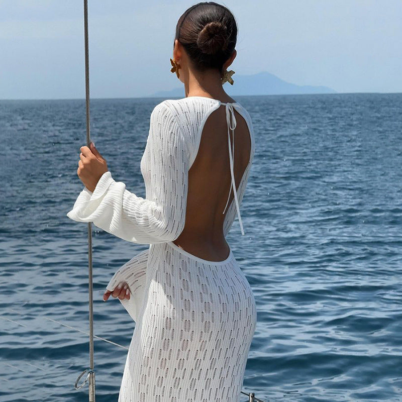 Women's Summer Beach Solid Color Sexy Knitted Skirts
