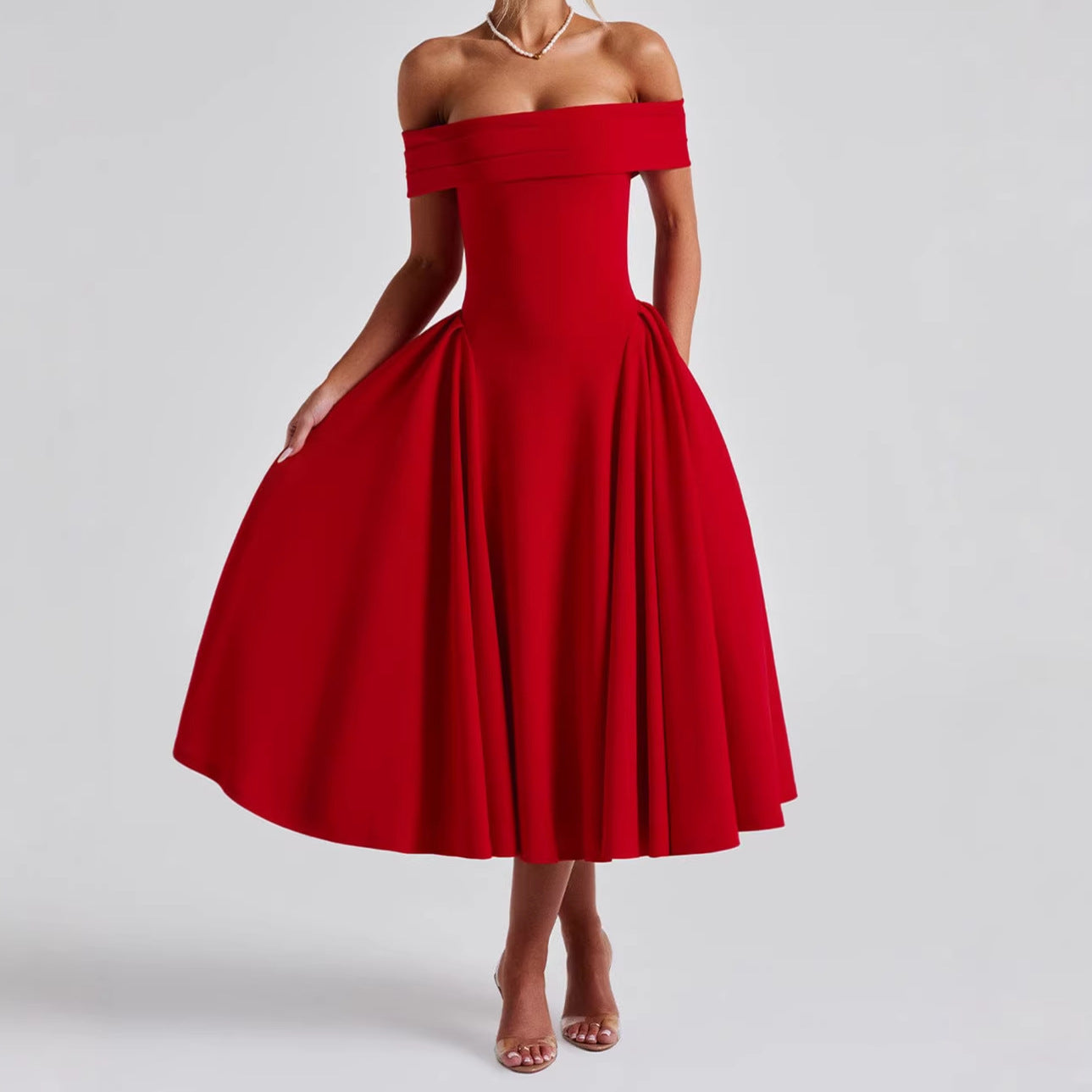 Women's Fashion Sexy Long Backless Pure Color Dress