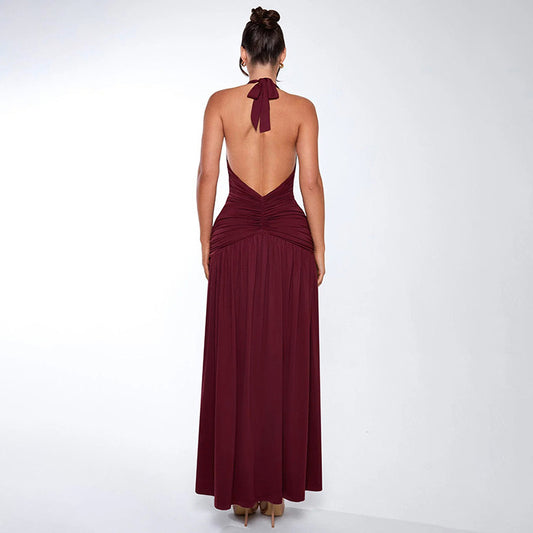 Women's Summer Elegant Halter Dress Sexy Slit Clothing