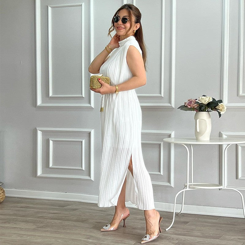 Women's Fashionable Simple Half Turtleneck Midi Dress Dresses