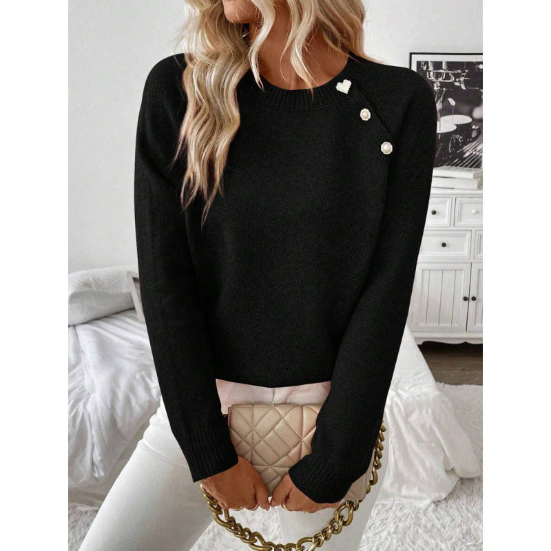 Women's Fashion Leisure Commute Button Knitted Sweater