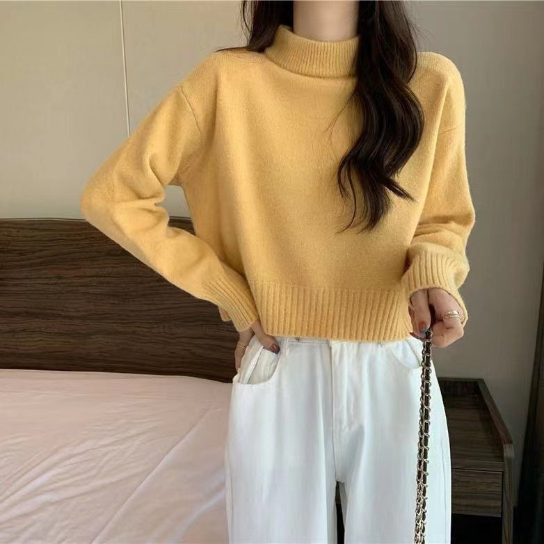 Women's Turtleneck Loose Soft Glutinous Knitted Bottoming Tops
