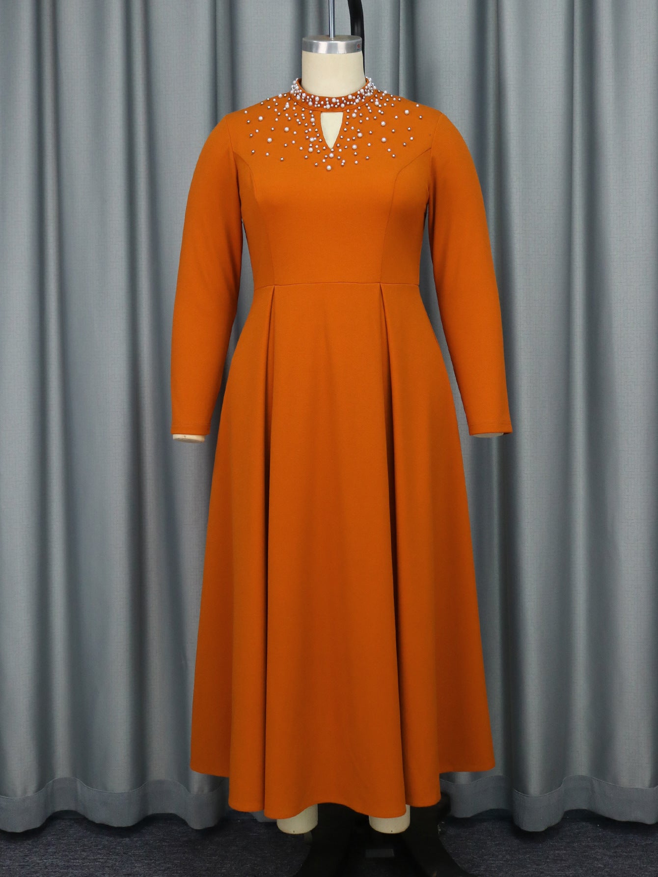 Turtleneck Hollow Dress Commuter Party Beaded Dresses