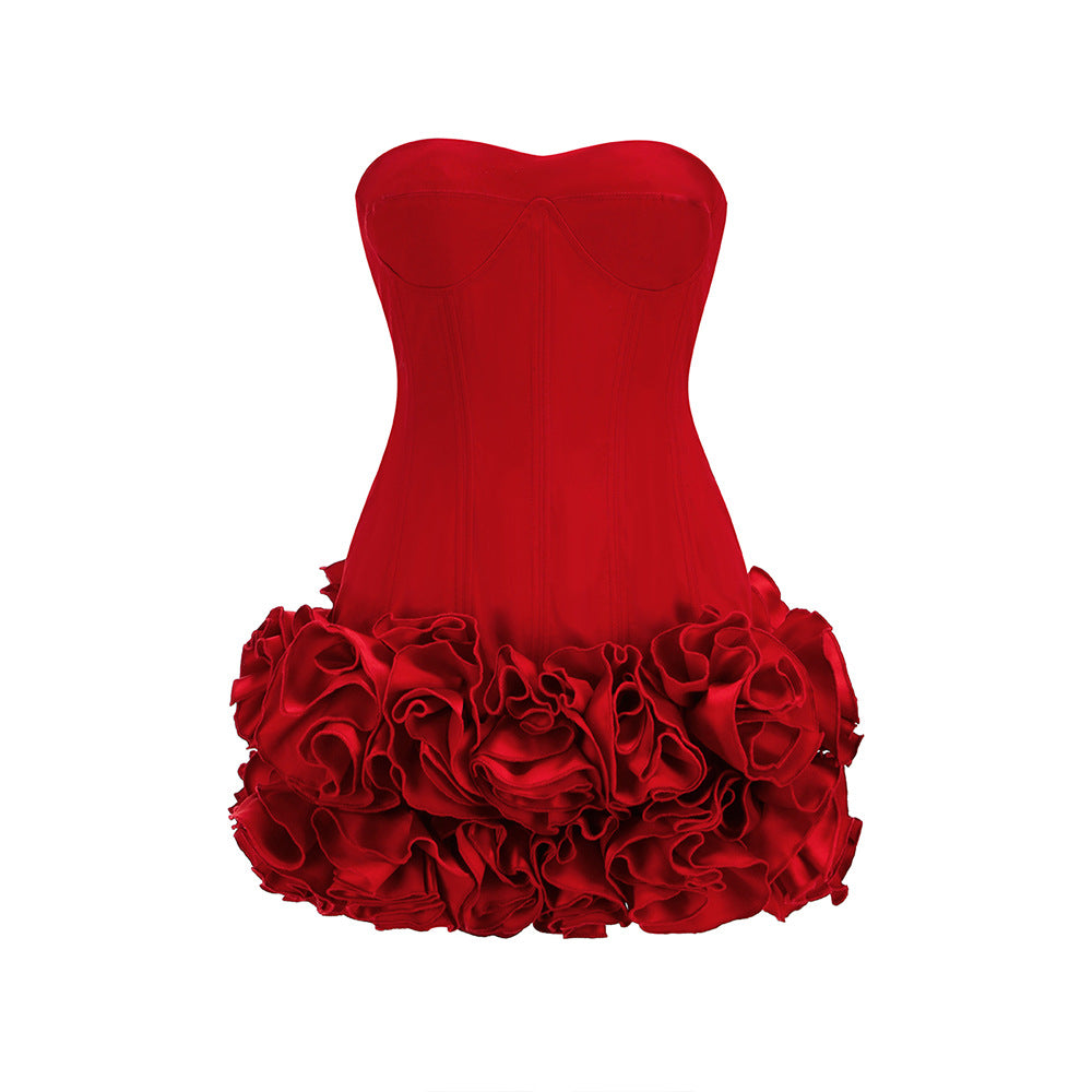Women's Sexy Tube Dress Slim Flower Tight Tops