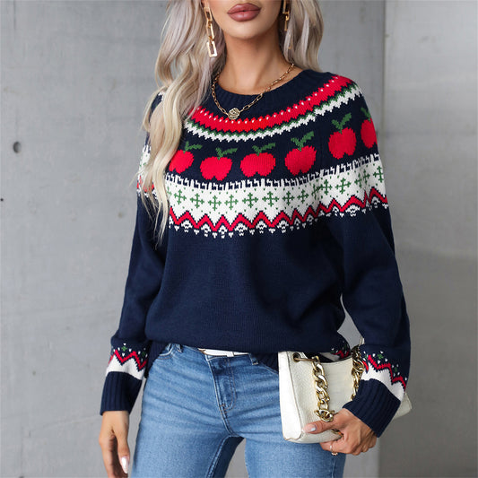 Women's Spring Christmas Tree Printed Pullover Fashion Sweaters