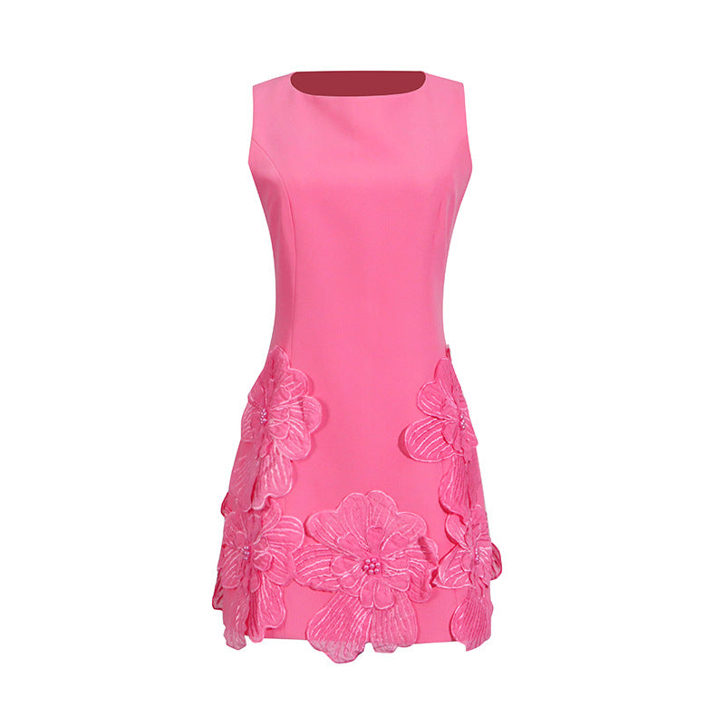Women's Classic Style Three-dimensional Flower Sleeveless Simple Dresses