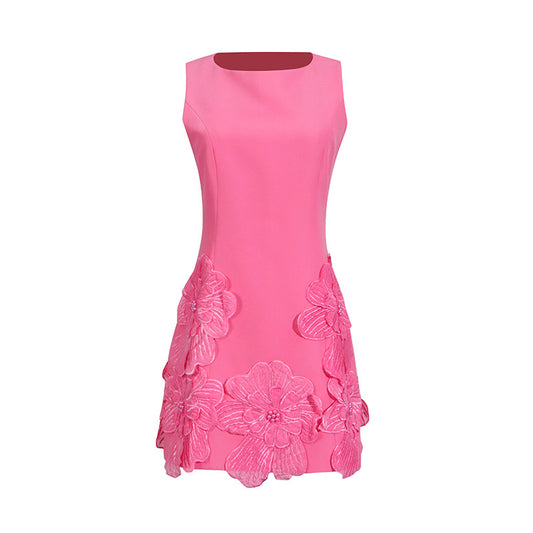 Women's Classic Style Three-dimensional Flower Sleeveless Simple Dresses