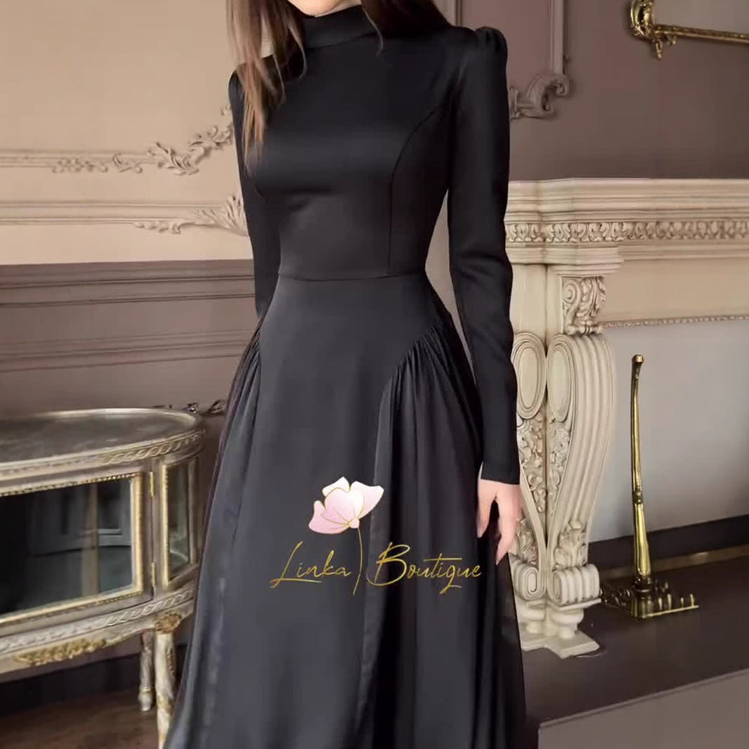Women's Temperament Long Sleeve Design Sense Round Collar Dresses