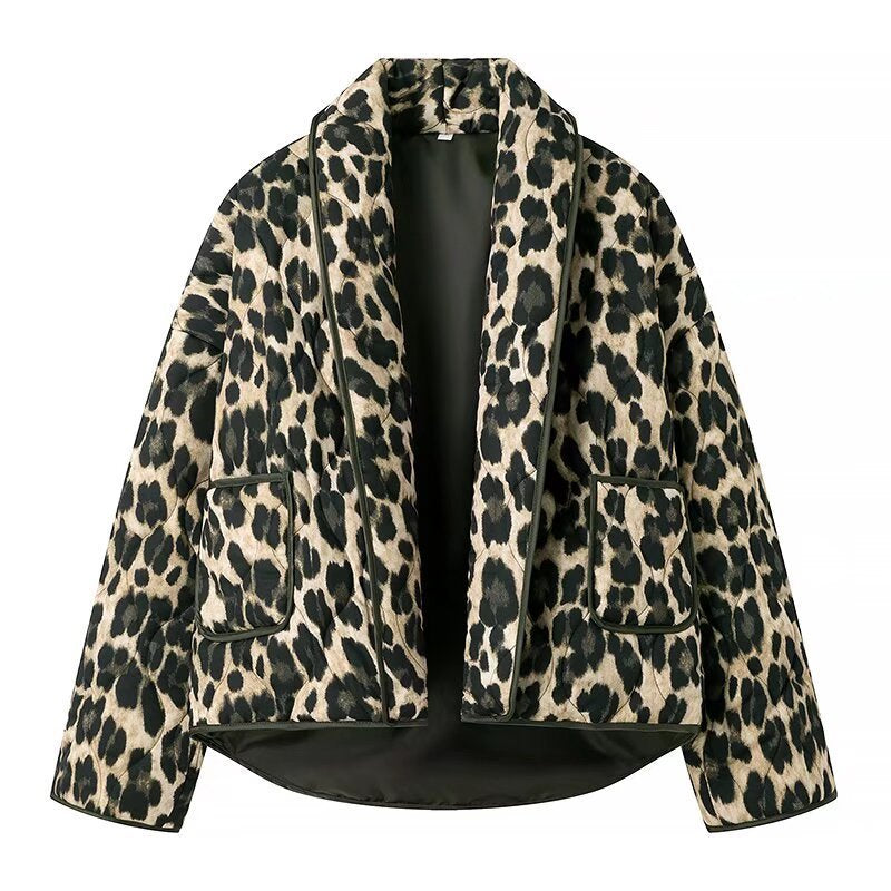 Women's Winter Vintage Leopard Print Printed Flower Coats
