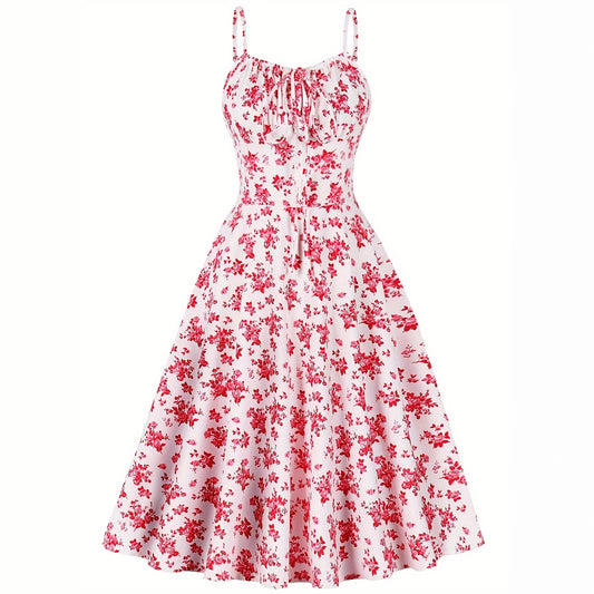 Women's Vintage Floral Spaghetti Strap Dress For Dresses