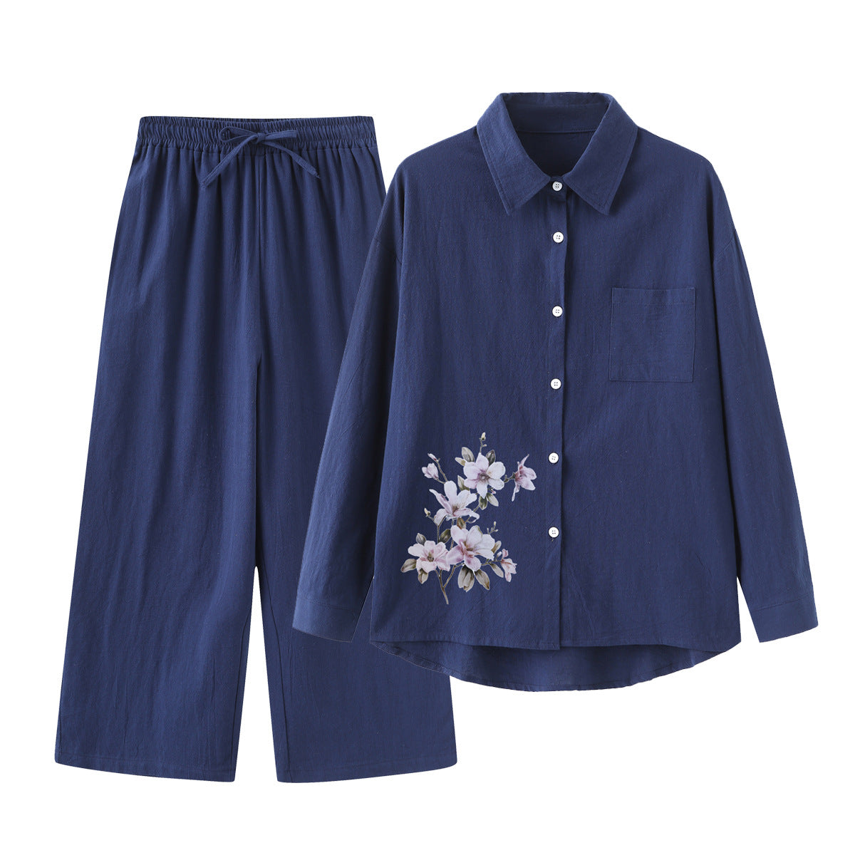 Women's 2 Piece Set Cotton Linen Shirt Pants