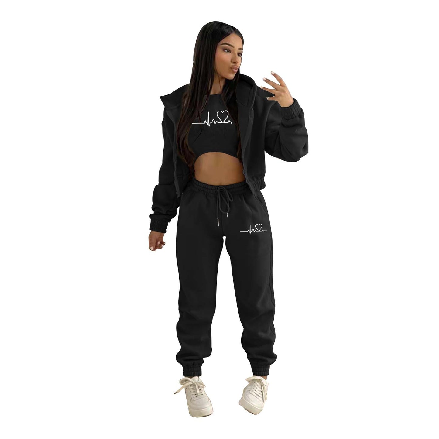 Women's Fashion Wear Brushed Hoody Hooded Leisure Suits