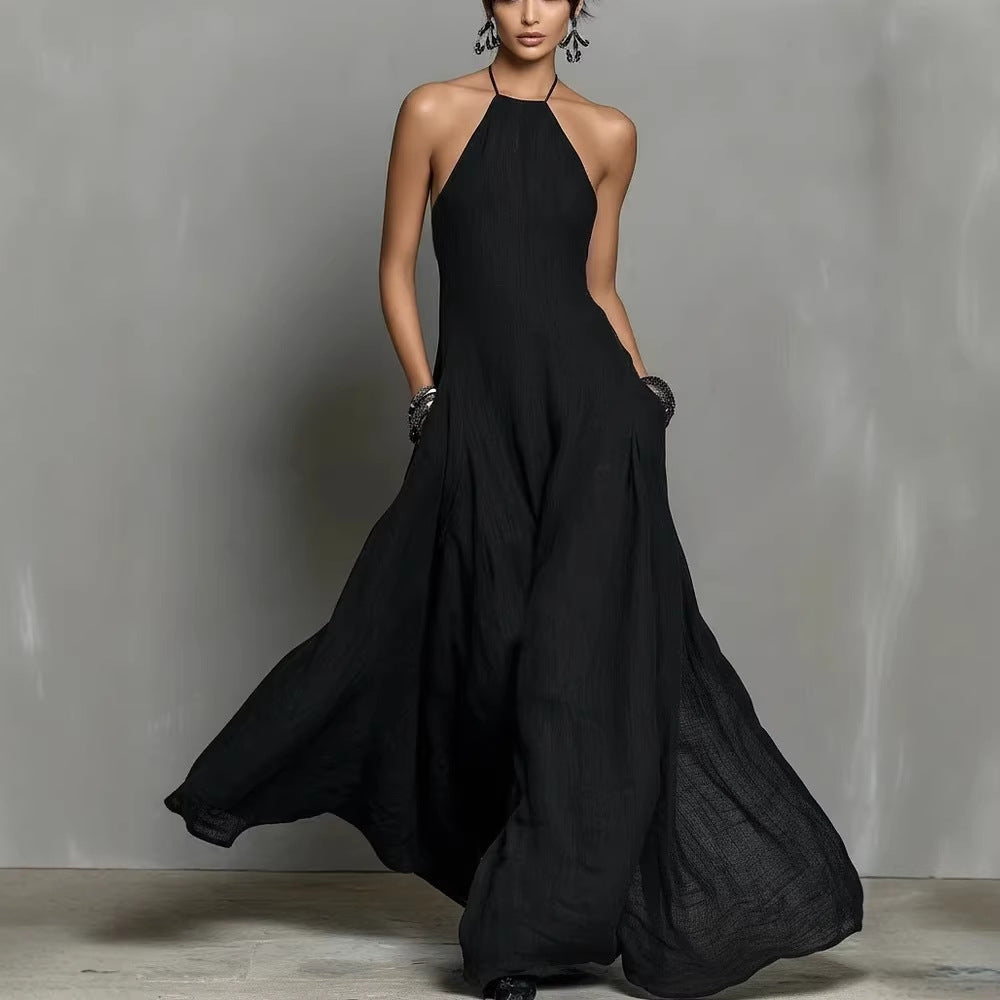Summer Lady Sexy Minimalist Halter Backless Dress