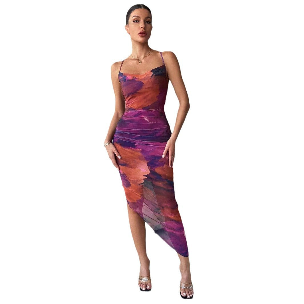 Women's Summer Sleeveless Floral Print Seaside Holiday Dresses