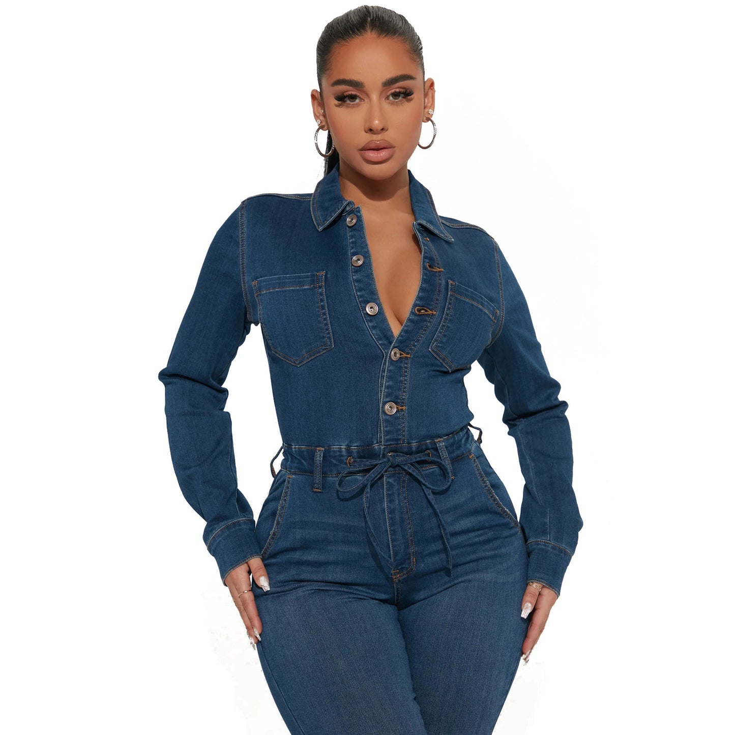 Sexy Fashion Long Sleeve High Elastic Jumpsuits