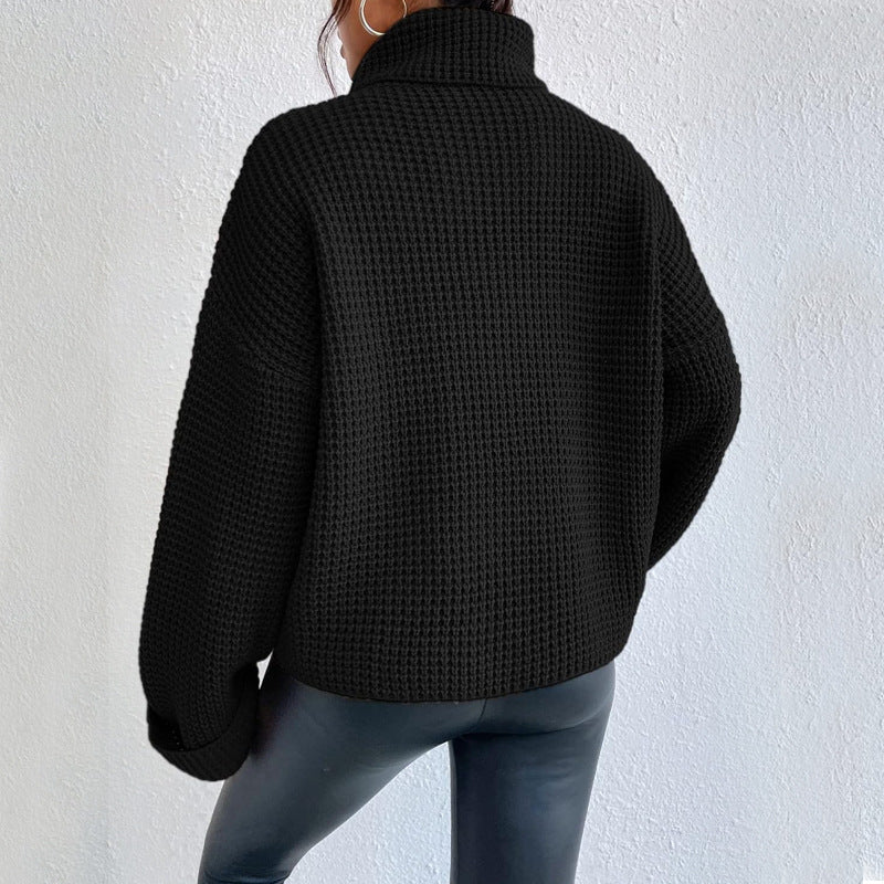 Women's Knit Shirt Fashion Pullover High Collar Sweaters