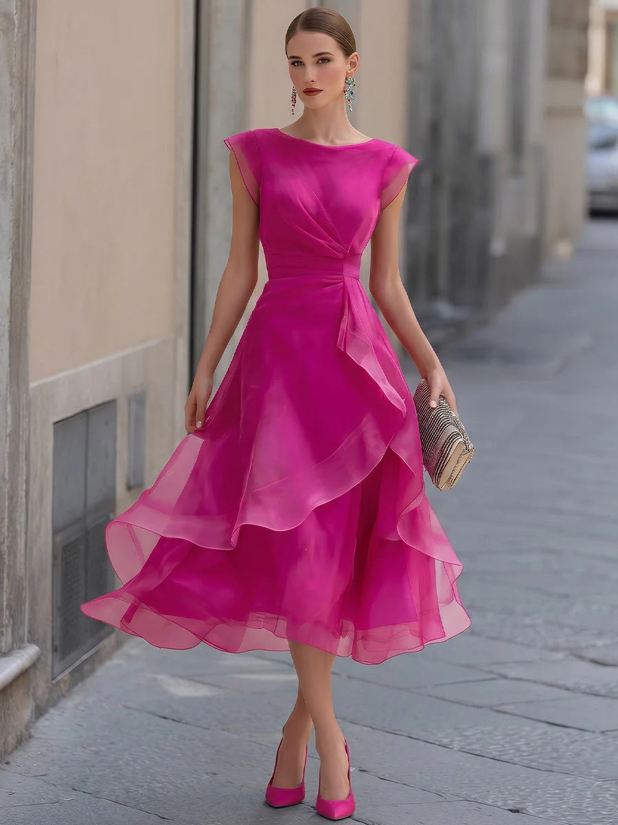 Beautiful Women's Fashion Elegant Ruffle Mesh Dress