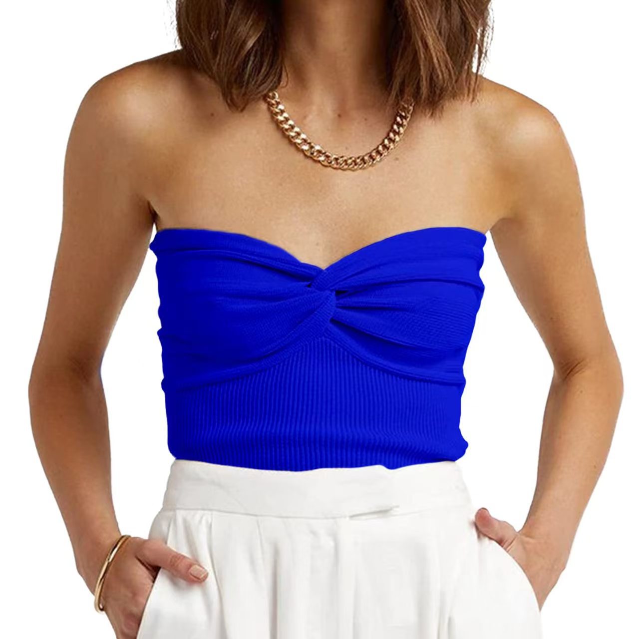 Women's Solid Color Knitted Sling Tight Backless Shorts