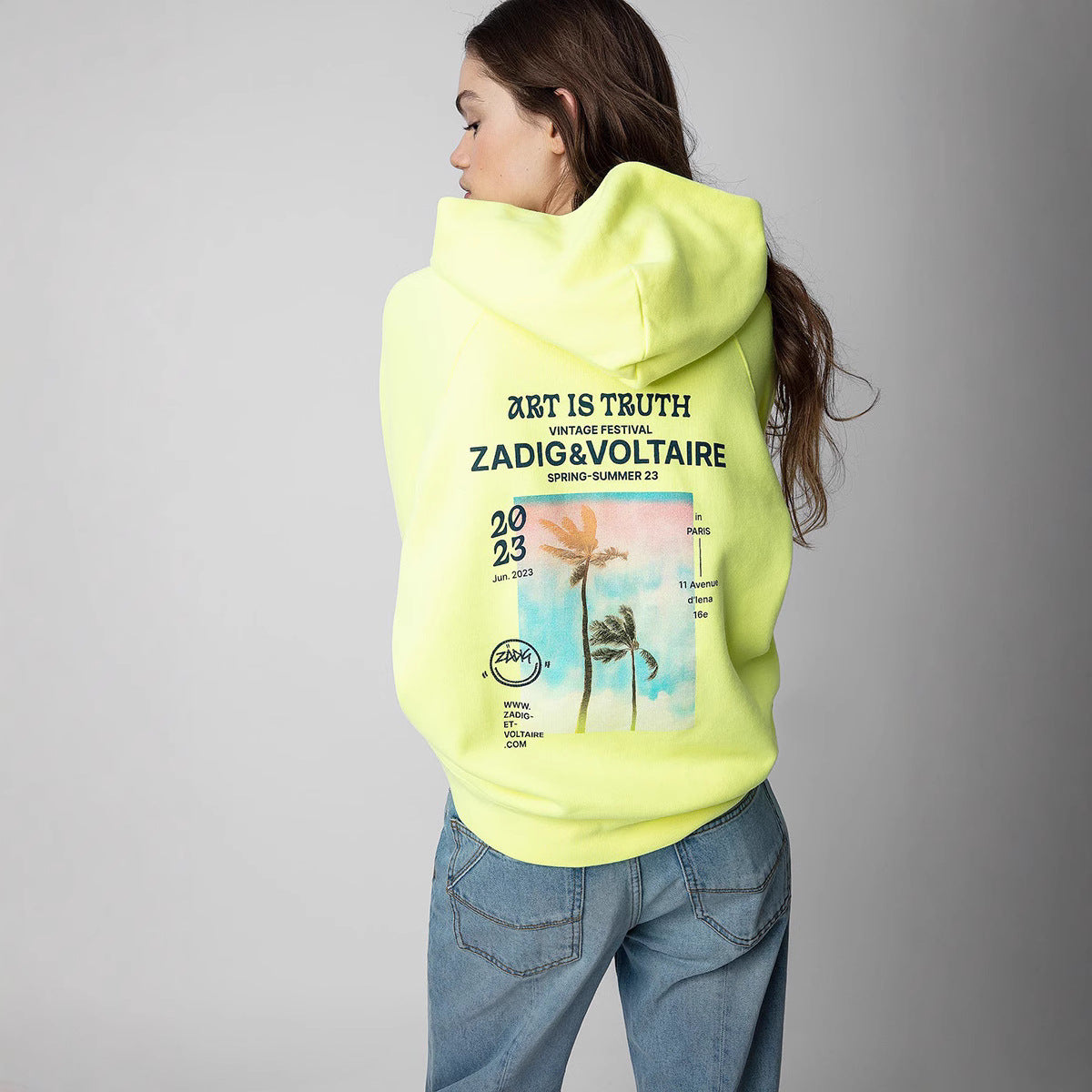 Niche Little Wing Coconut Tree Chalk Digital Printing Sweaters