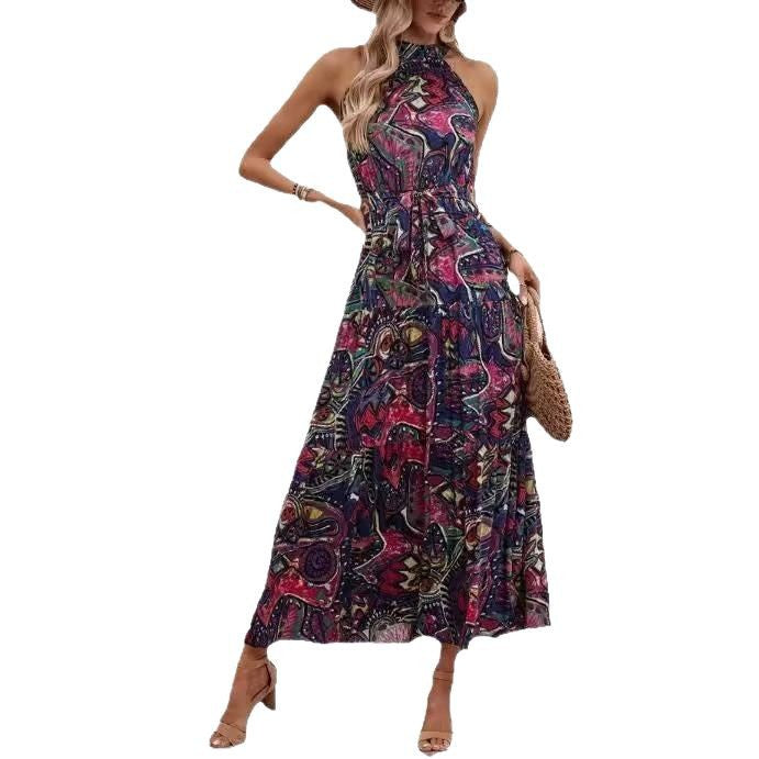 Women's Bohemian Retro Halter Dress Female Dresses