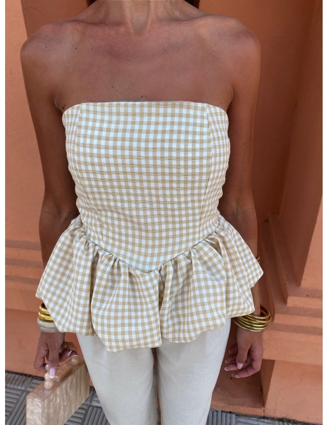 Women's Summer Tube Stitching Sexy Bubble Tops