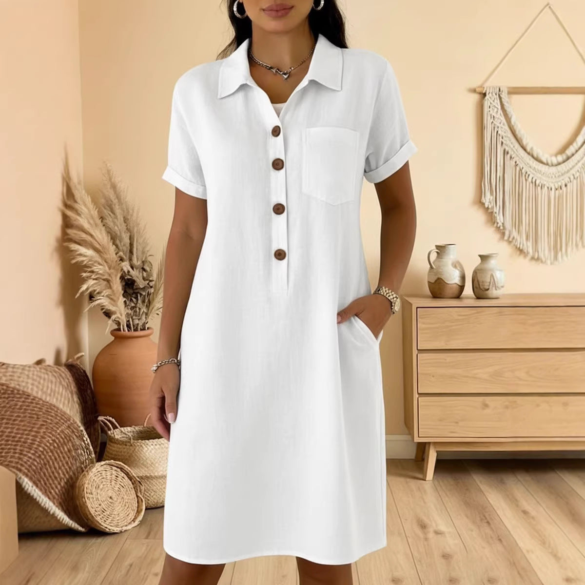 Women's Summer Comfort Casual Pocket Cotton Dress