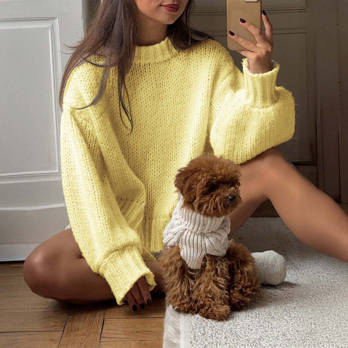 Women's Casual Simple Round Neck Long Sleeve Sweaters
