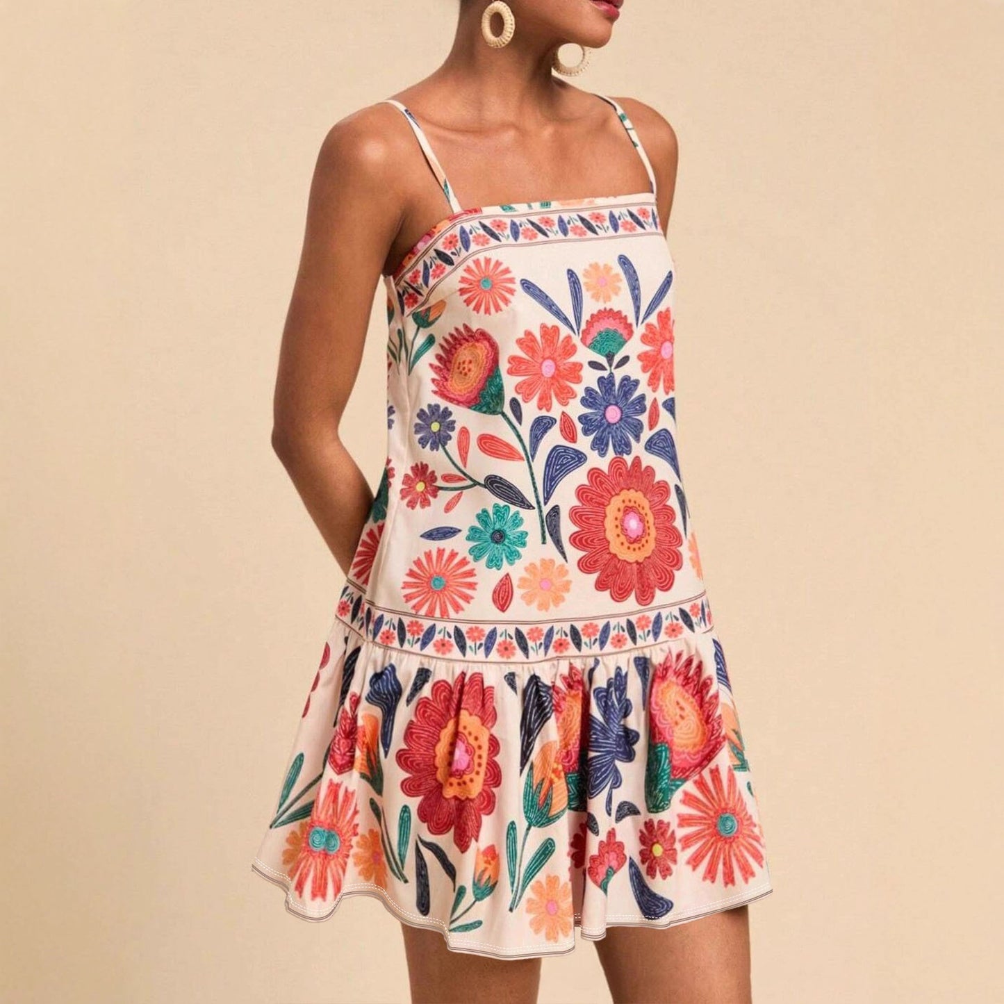 Cool Classic Strap Holiday Fashion Printed Dress