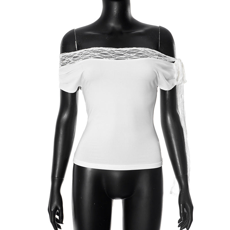 Women's Solid Color Sexy Lace Stitching Blouses