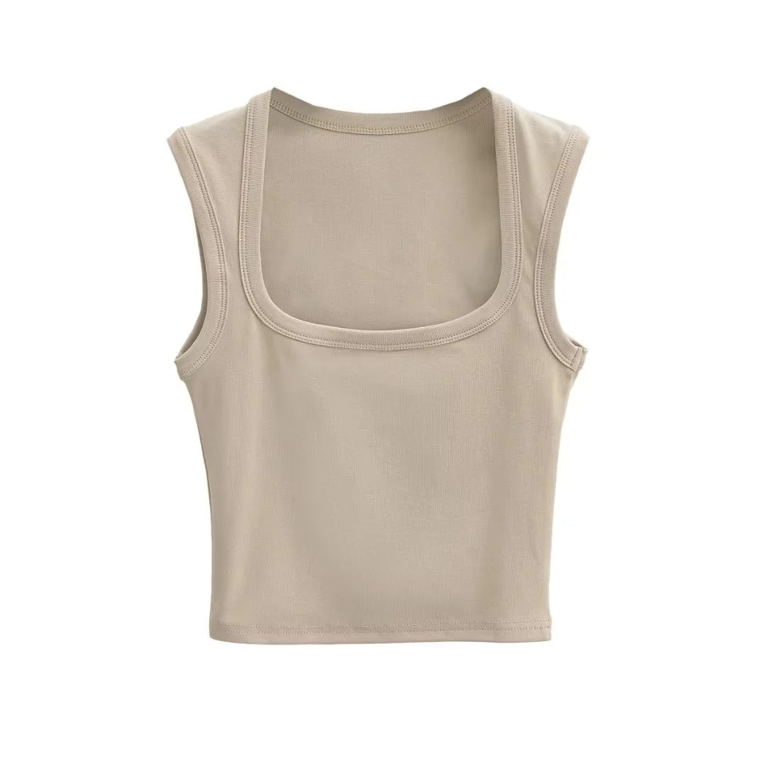 Women's Summer Sexy Deep Square Collar Tight-fitting Tops