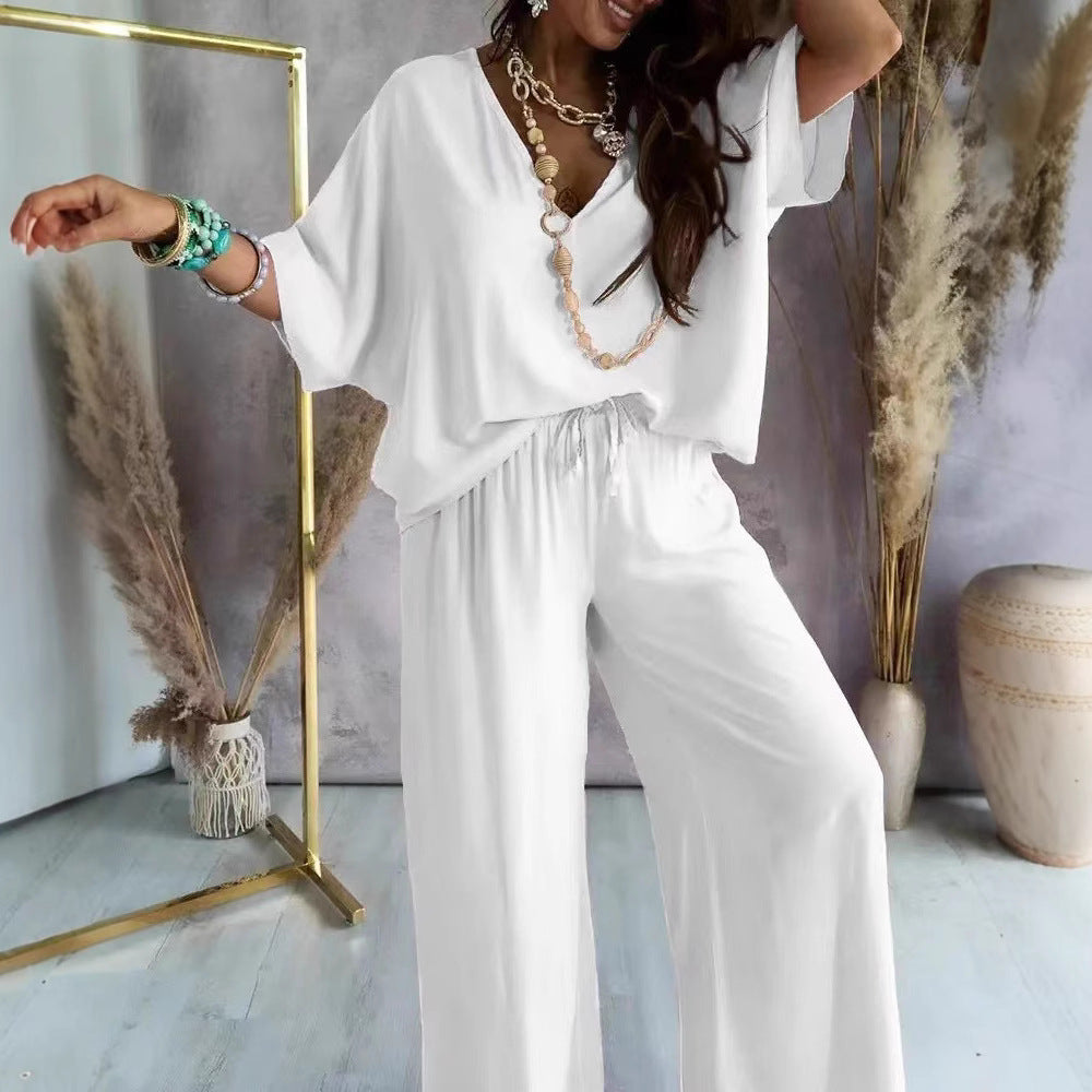 Beautiful Women's Collar Batwing Sleeve Loose Pants