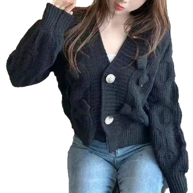 Women's Fashion Design Bow For French Sweet Idle Style Loose Sweater