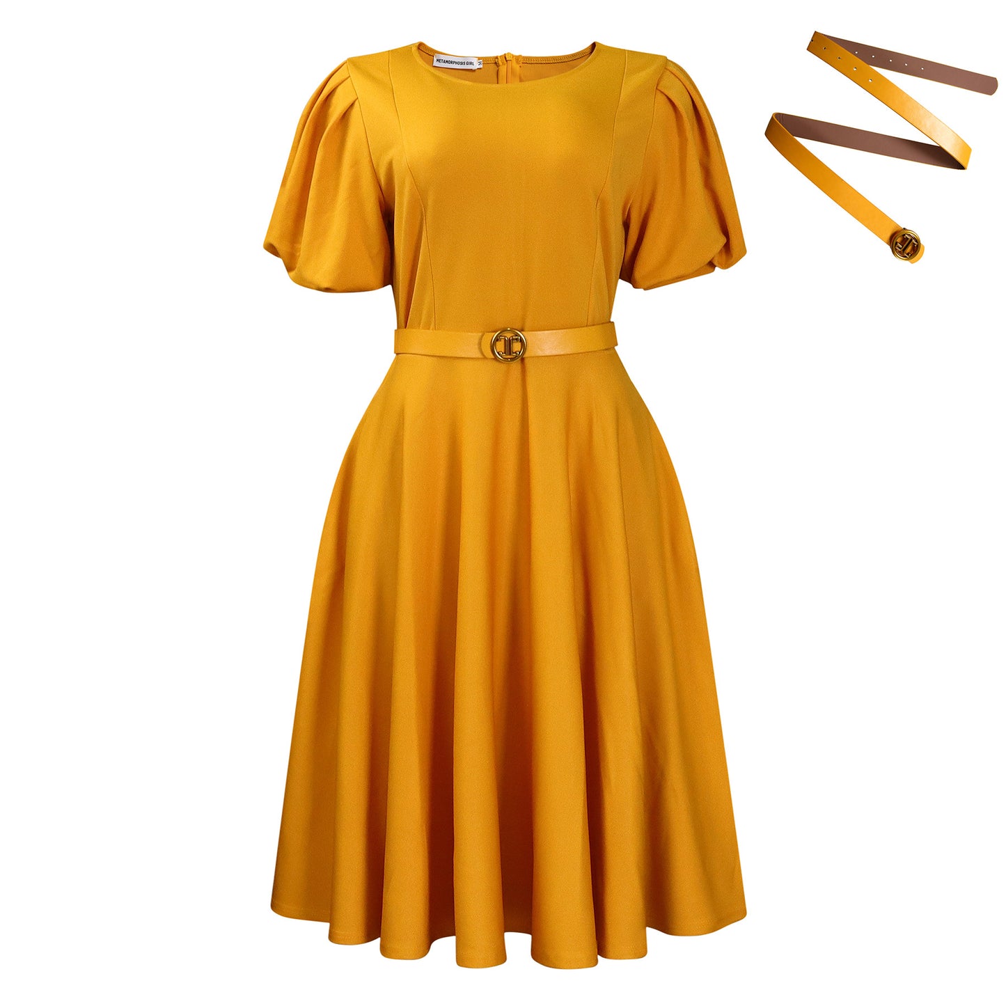 Women's Large Hem Puff Sleeve A- Line Dresses