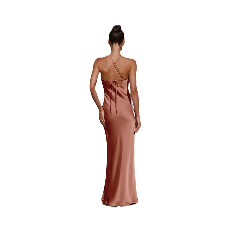 Women's Sexy Solid Color Slim Sleeveless Backless Dresses