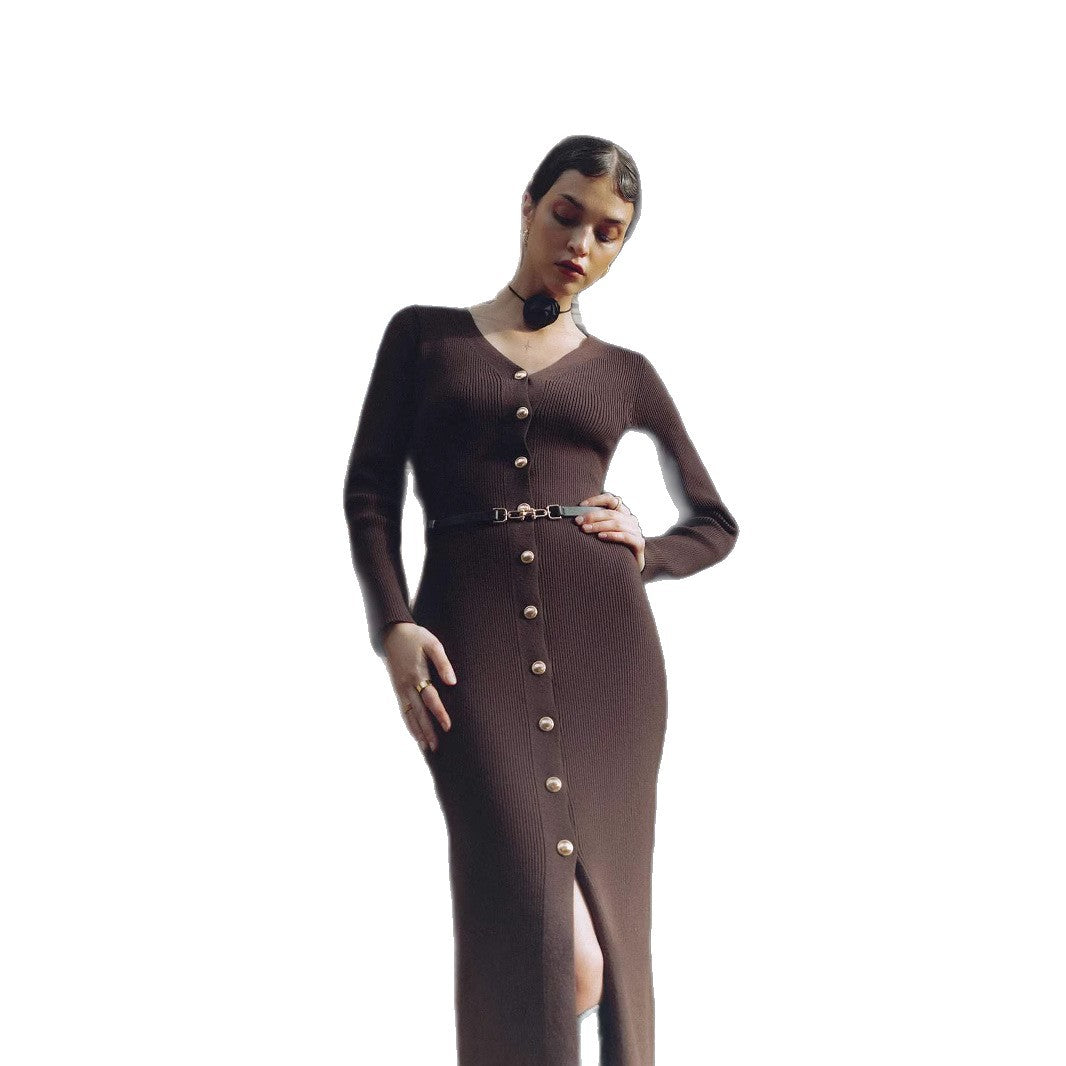 Women's Knitted Dress Russian Early Autumn Single-breasted Sweaters
