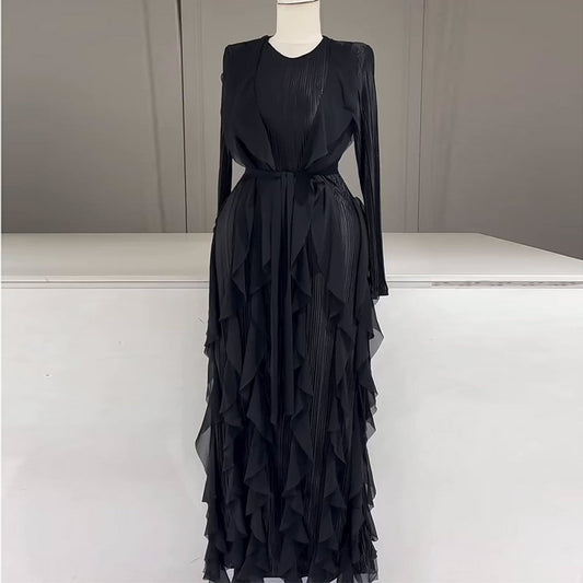 Women's Design Ruffled Pleated Dress Elegant Fashion Dresses
