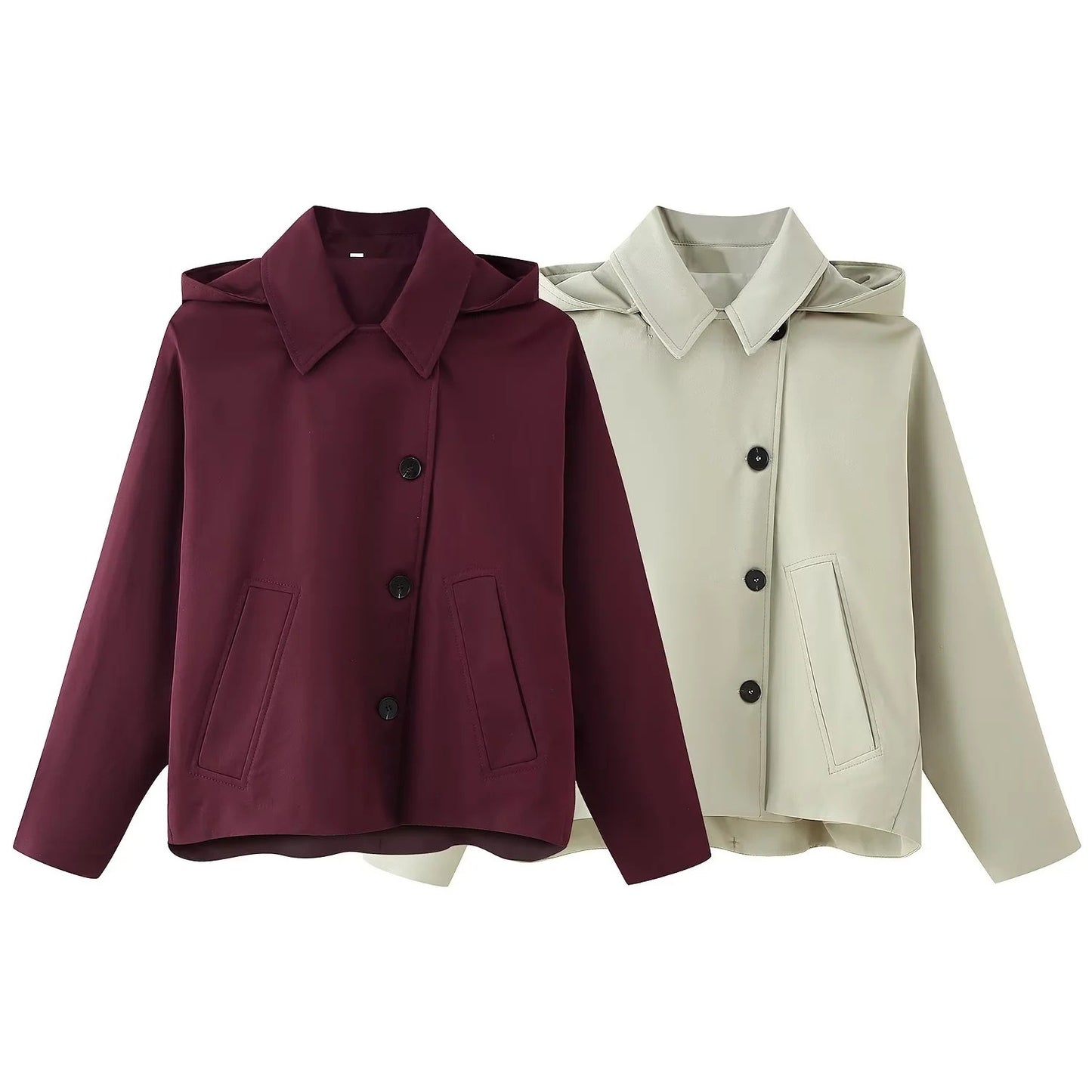 Women's Fashion Casual Style Hooded Trench Coats