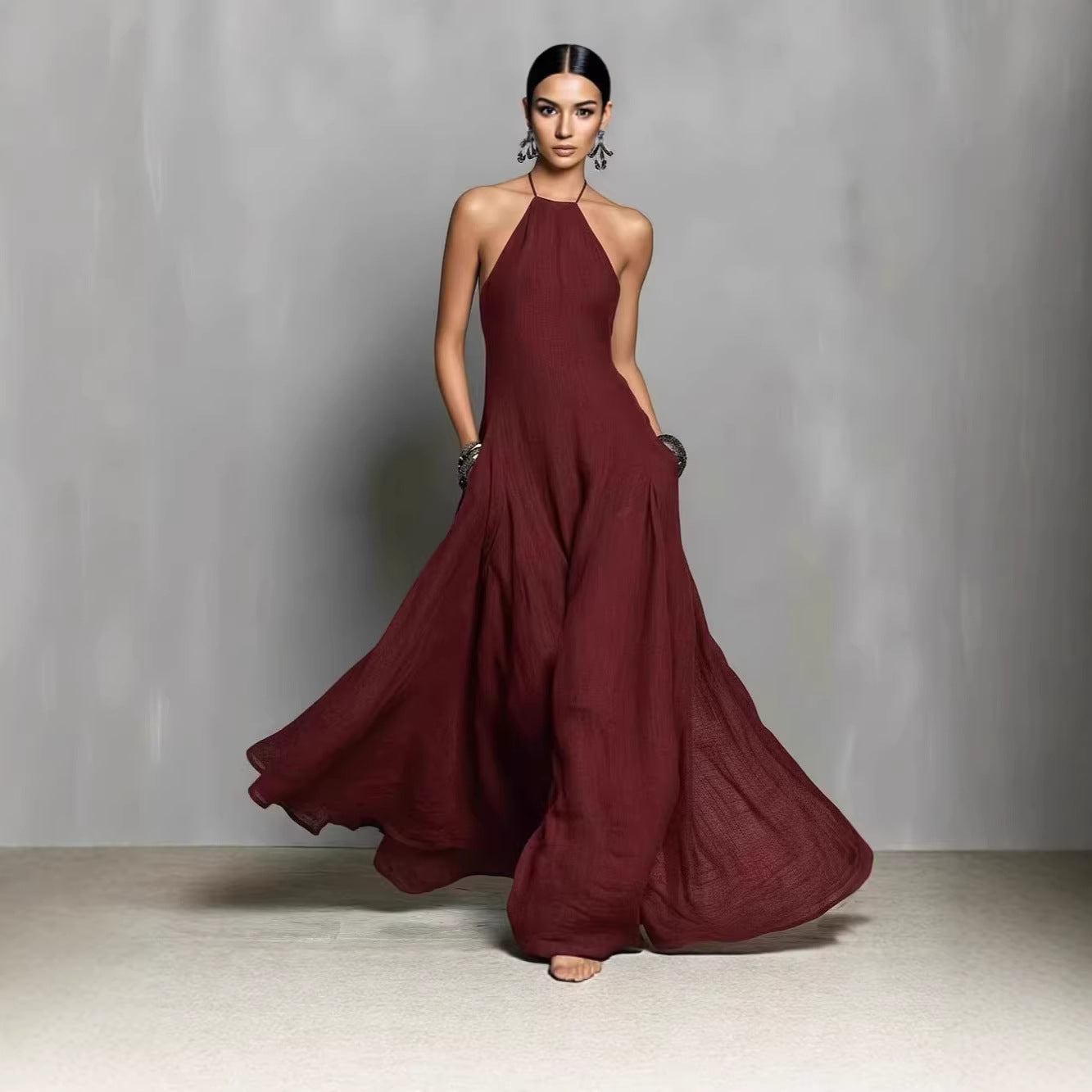 Summer Lady Sexy Minimalist Halter Backless Dress